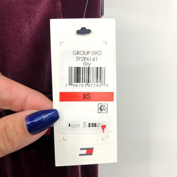 TOMMY HILFIGER Women's Velvet Active Leggings XS Purple High Waisted NWT - Picture 14 of 16